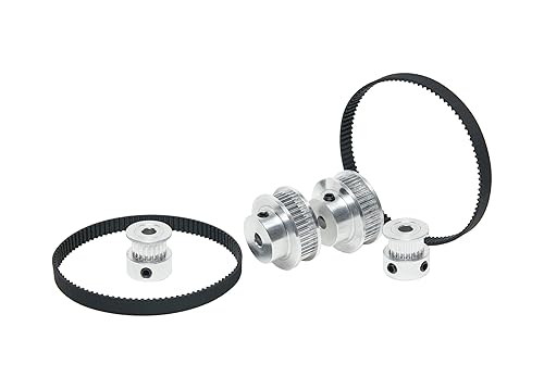 Miniatura 43 de Juego de 2 poleas de sincronización de aluminio 2GT de 20 y 40 dientes, rueda síncrona de 0.197 in de diámetro con 2 correas de longitud de 7.874 in