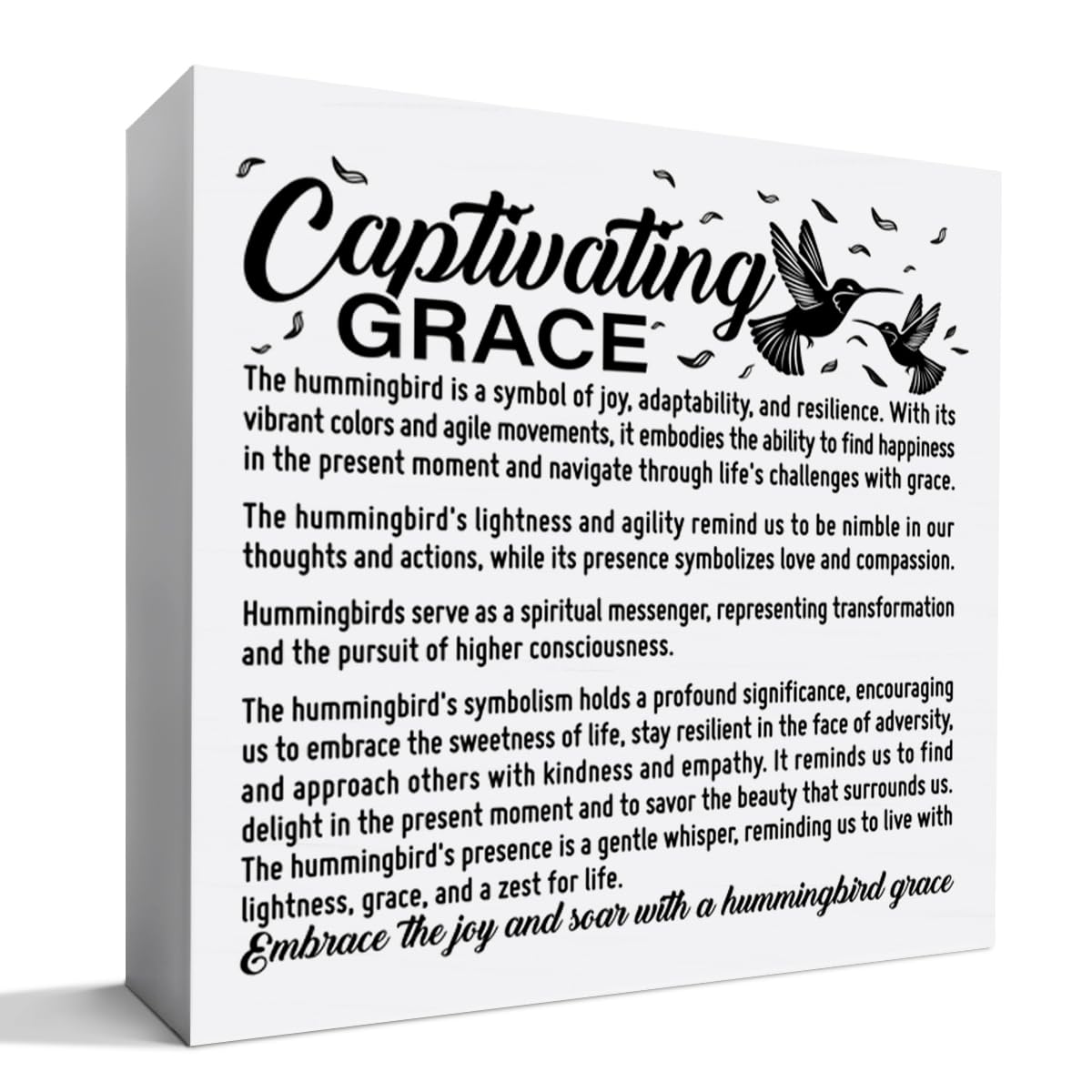 Inspirational Gift for Women Men Teen, Motivational Gift for Daughter Granddaughter Son Birthday Christmas Gift, Home Office Cubicle Desk Decor, Captivating Grace Hummingbird