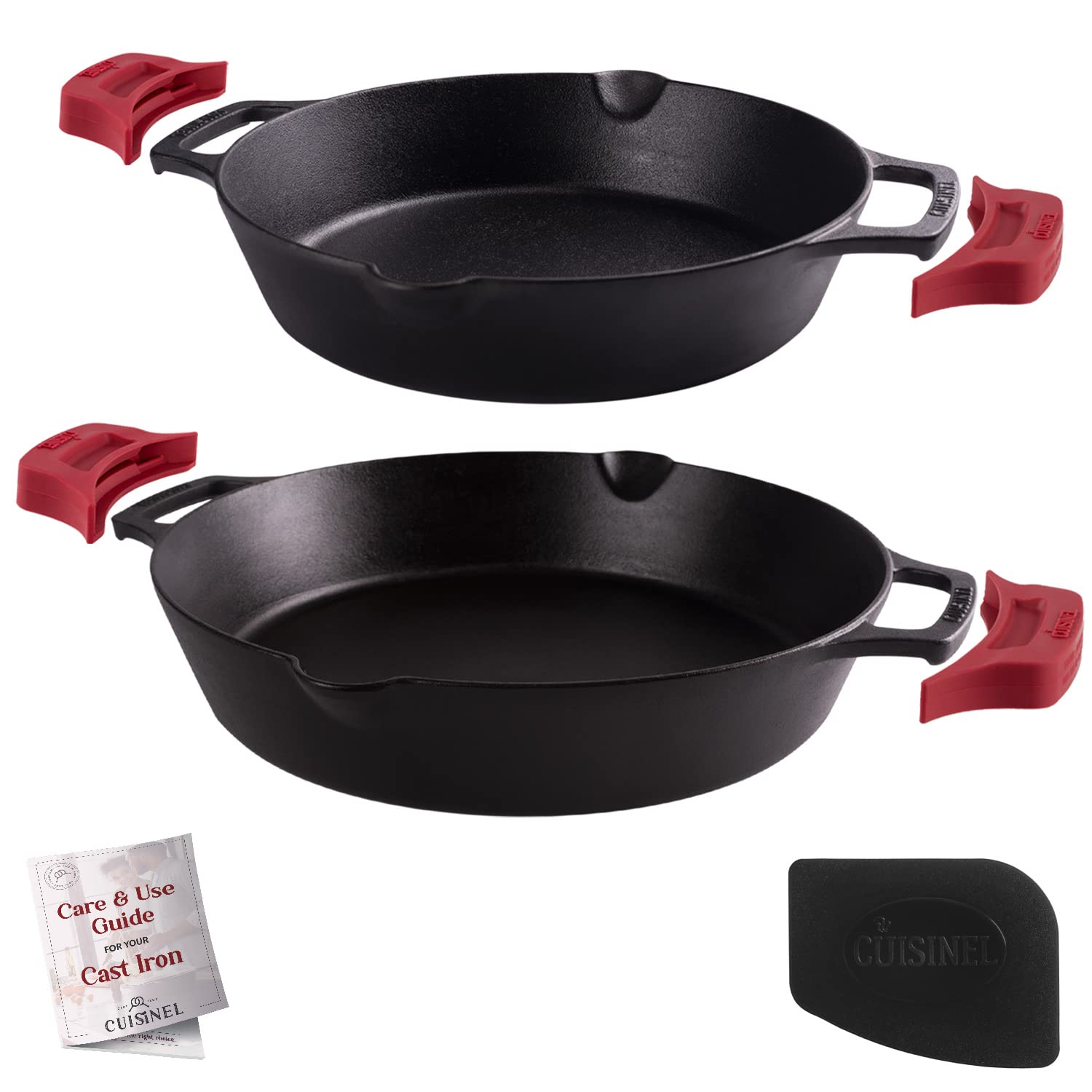 Cuisinel Dual Handle Cast Iron Skillet Set