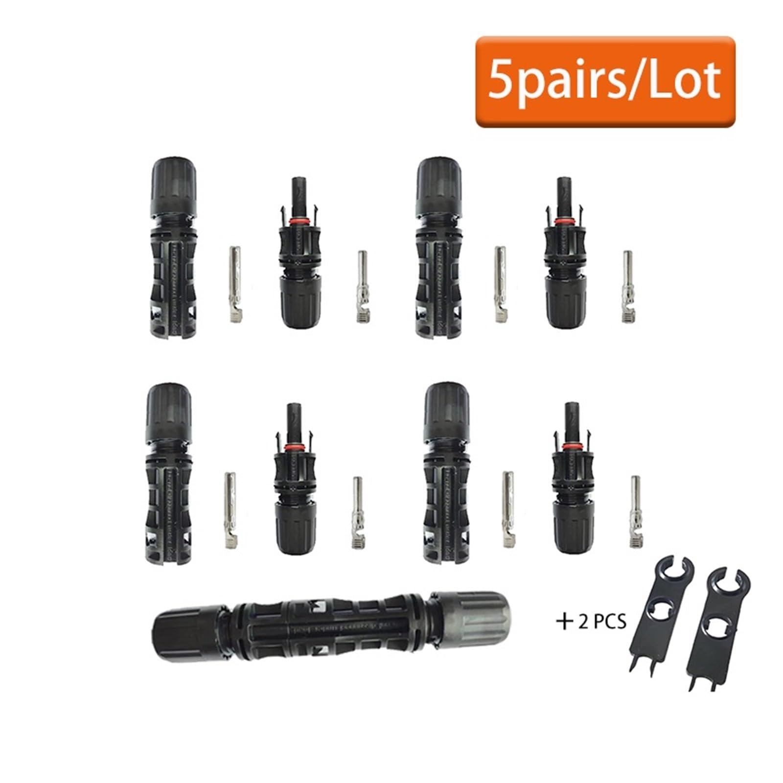 5 paia 1500V 30A/50A connettore pannello solare maschio e femmina 1 coppia chiave adatta for sezioni trasversali cavo solare 2,5~10mm2(5 Pairs 30A 2Spanner)