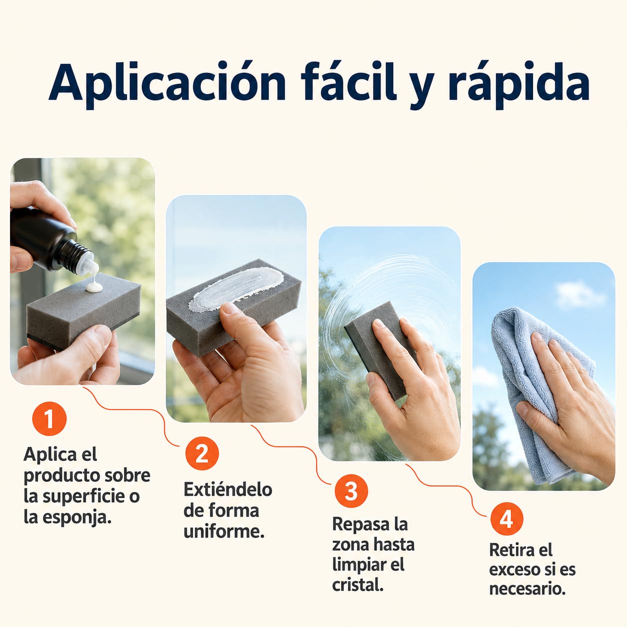Pulimento Cristales Coche, Antilluvia y Antivaho, con Esponja, Pack de 12