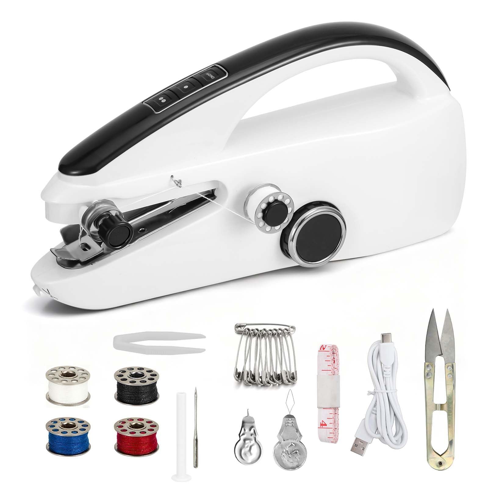 Photo 1 of Mini Handheld Sewing Machine for Beginners, Easy to Use, Fast Stitching — Perfect for Clothes, Fabrics, and Quick Home Repairs for Mom Birthday Valentine's Day and Christmas (Black)