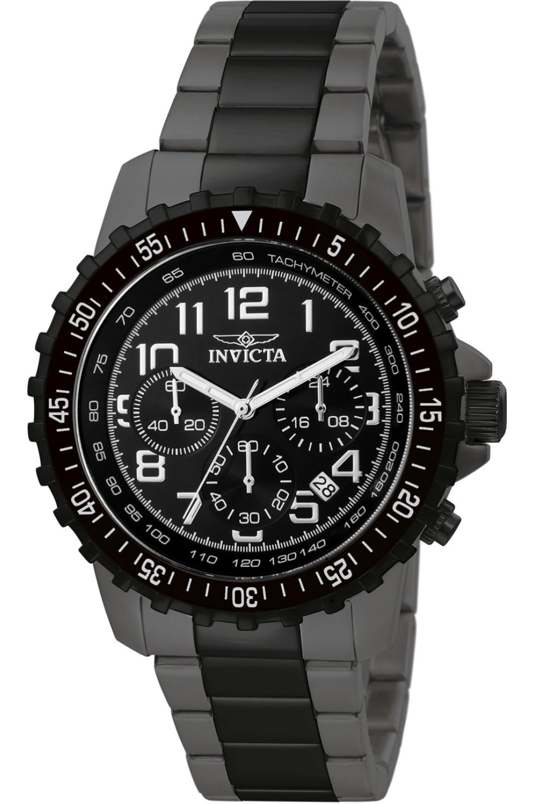 Invicta Men's 1328 Chronograph Black Dial Two-Tone Stainless-Steel Watch