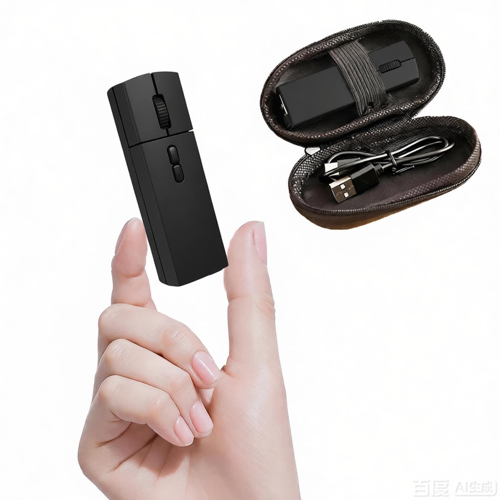 Kabellose ergonomische Finger-Bluetooth-Maus, 2,4 GHz, Mini-Maus, wiederaufladbar, Dual-Modus, drei Geräte, 2-in-1-Seitenwender, tragbare Computer-Hand-Luftmäuse mit Box, leise für Laptop/PC/Mac für