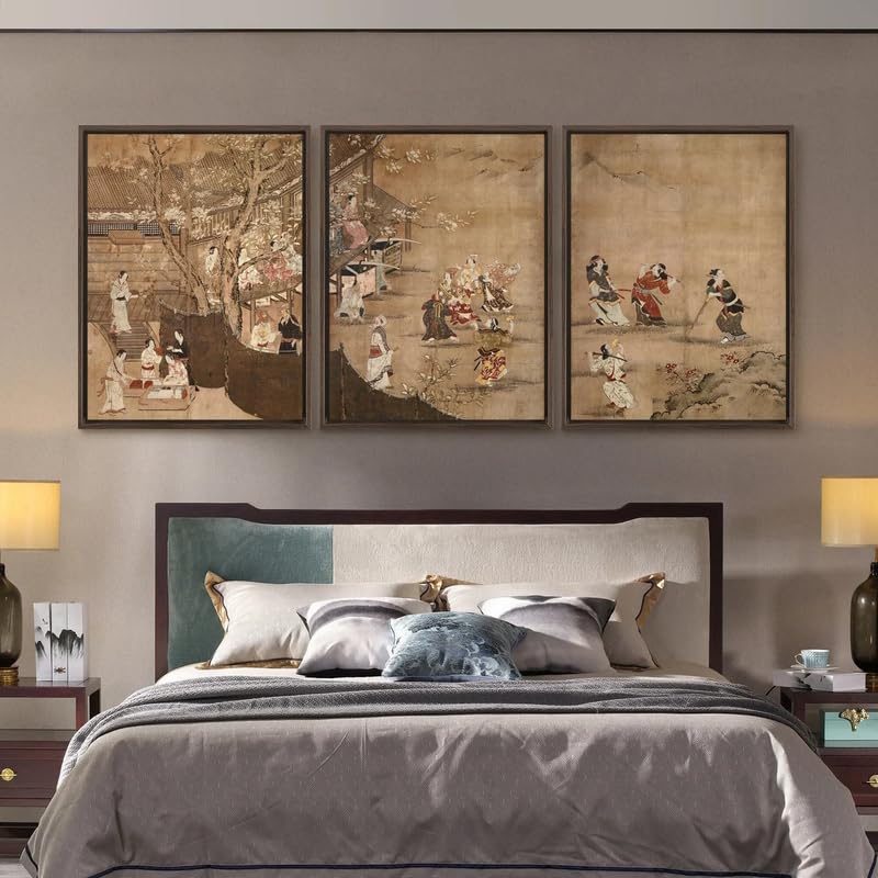 Triptyque japonais Kanō Naganobu pour habiller un mur vide sans effort