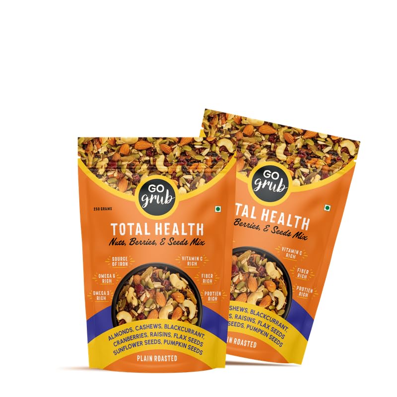 Go Grub Total Health Dry Fruits Nuts & Seeds Mix Pack Of 2 (250+250gm)- Healthy Trail Mix | Almonds, Cashews, Cranberries, Raisins | Flax, Pumpkin & Sunflower Seeds | Vitamin C, Fiber & Protein Rich (B0CZ6T91T6) Amazon Price History, Amazon Price Tracker
