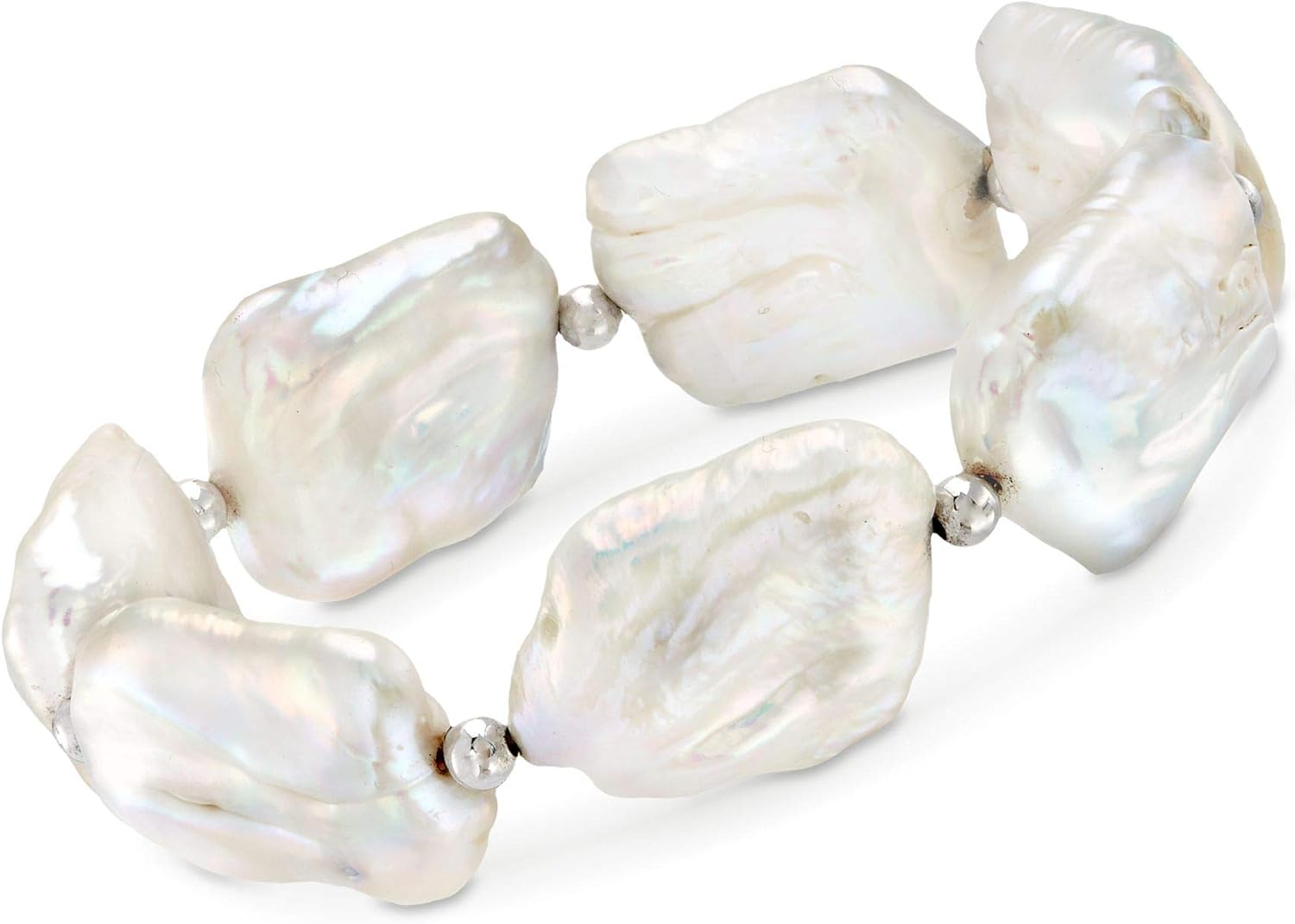 Ross-Simons 17-20mm Cultured Baroque Pearl Stretch Bracelet With Sterling Silver