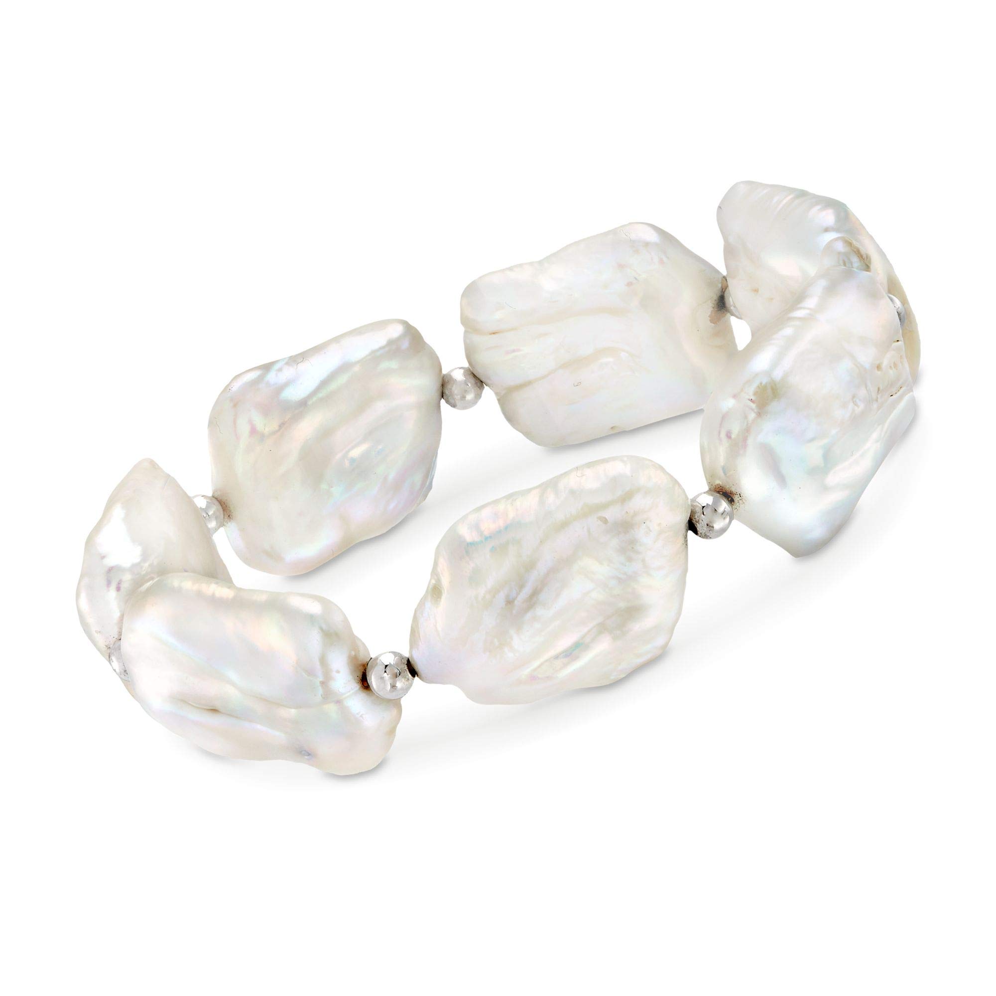 Ross-Simons 17-20mm Cultured Baroque Pearl Stretch Bracelet With Sterling Silver