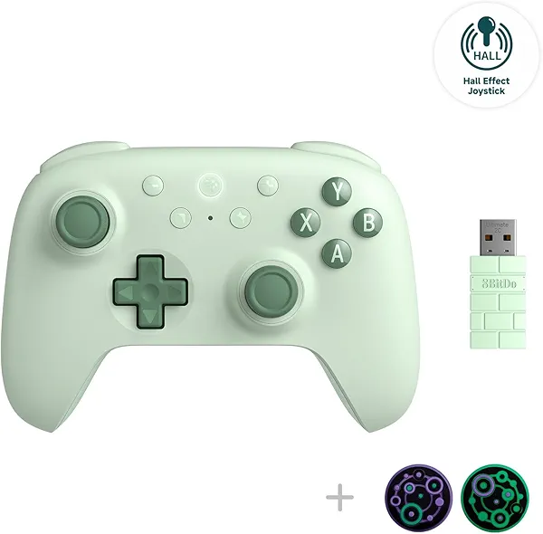 8Bitdo Ultimate 2C Hall Effect Joysticks and Hall Triggers Wireless Controller for Windows PC and Android, with Remappable L4/R4 Bumpers, Turbo function & Rumble vibration (Green)