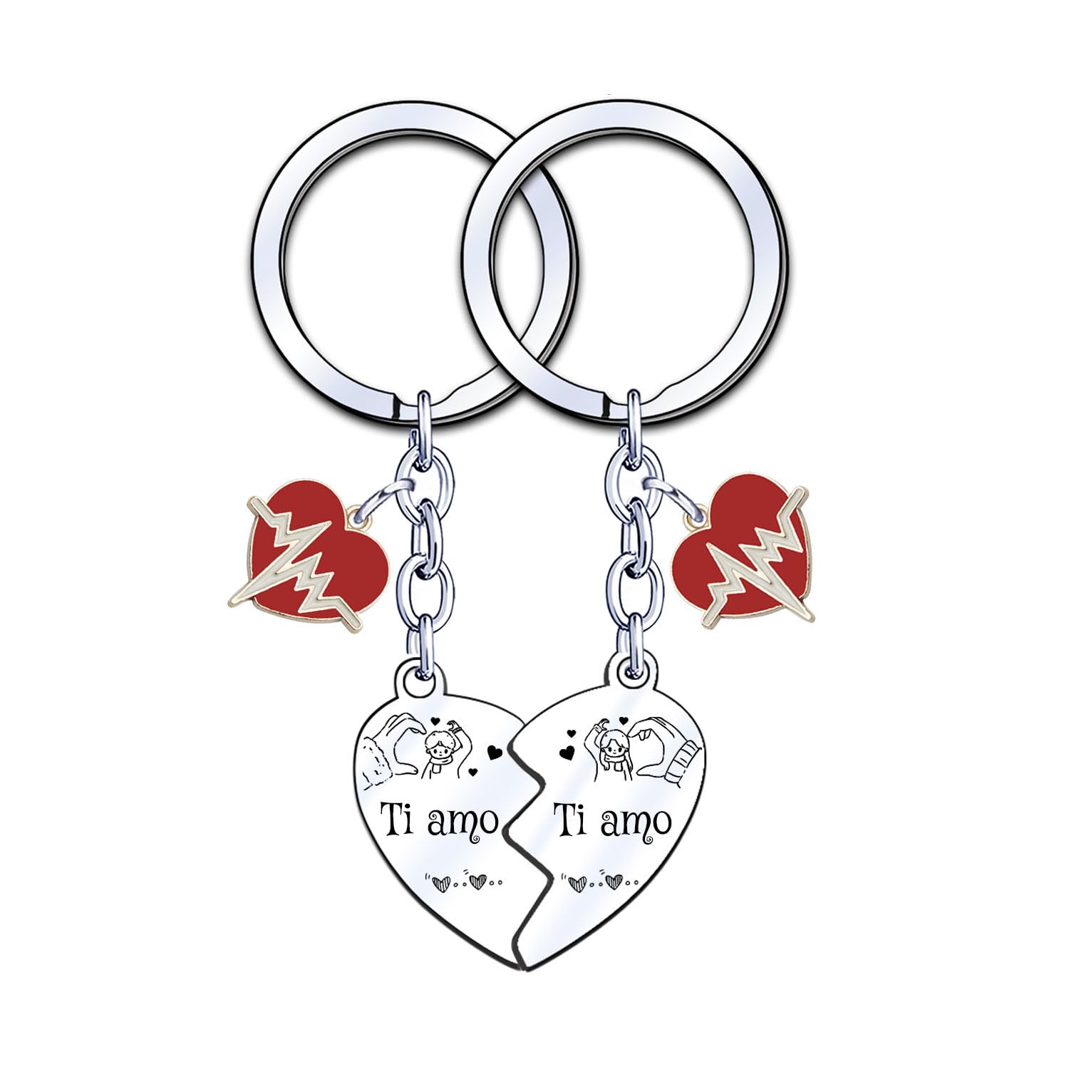 ZYMGUO Regalo San Valentino Portachiavi,Regali di Coppia San Valentino Portachiavi Ciondolo con Incisione,per Coppia Fidanzata Fidanzato Portachiavi Coppia per Lui e Lei