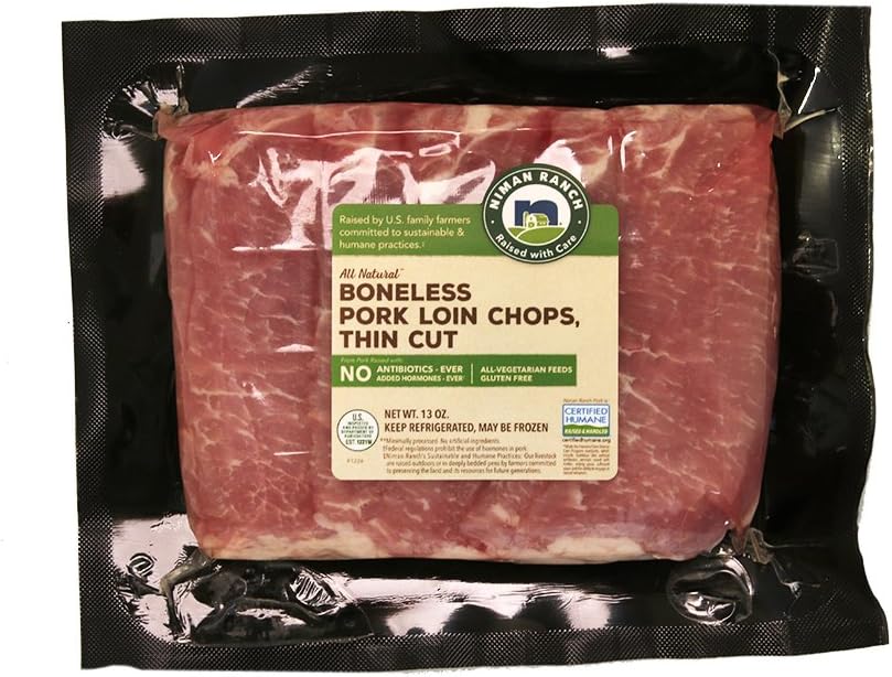 Niman Ranch Thin-Cut Pork Boneless Loin Chops, 0.8125 lb
