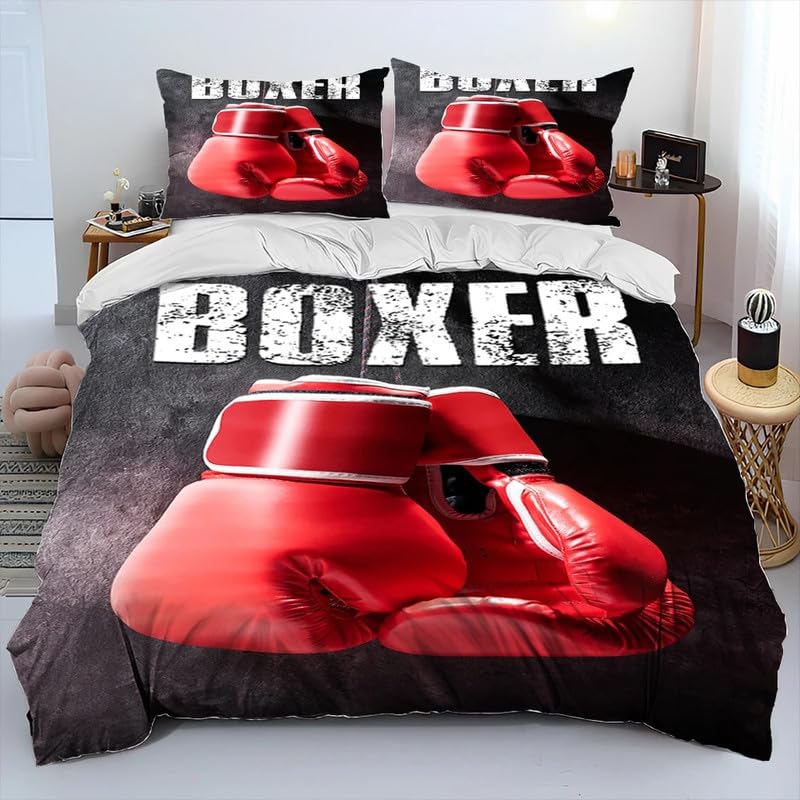 Housse de couette gants de boxe 90x190 cm idée cadeau personnalisé garçon et fille