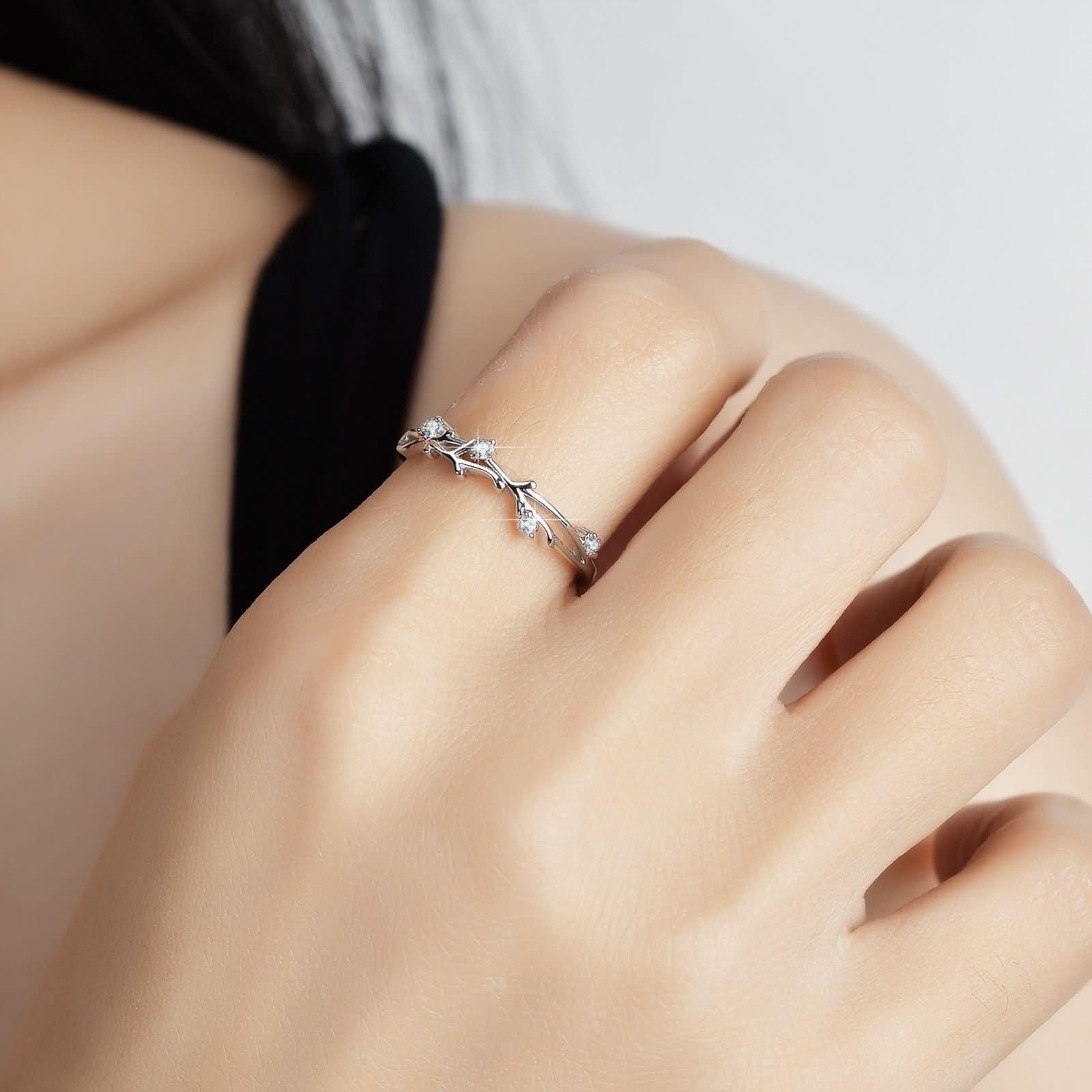 Anillo para mujer con moissanita, plata de 14 quilates, oro blanco, talla 58 (18,5)