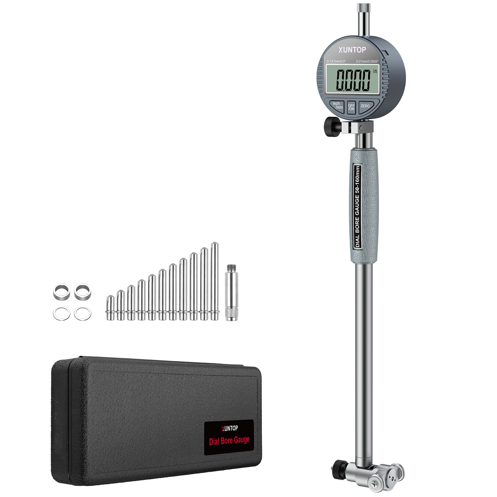 XUNTOP Digitales Bohrungsmessgerät Messuhr Set digitales mechanisches messuhr Messgerät für Innendurchmesser 50-160 mm (2-6 Zoll) Hohe Präzision Innenmessgerät zur Messung des Innendurchmessers