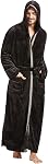 FashGudim Mens Robes Big and Tall with Hood Two-Tone Flannel Fleece Contrast Bathrobe Full Length Plush Long Robe House Coat