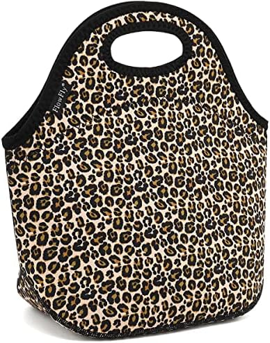 FlowFly Neoprene Kids Lunch box Insulated Soft Bag Mini Cooler Thermal Meal Tote Kit for Boys, Girls,Men,Women,School,Work, Office, Leopard