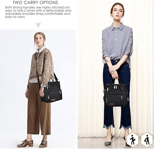 Miniatura 9 de MIYCOO Lonchera para mujeres y hombres, lonchera de doble cubierta, a prueba de fugas, aislada, suave, grande, bolsa enfriadora de almuerzo, rosa,