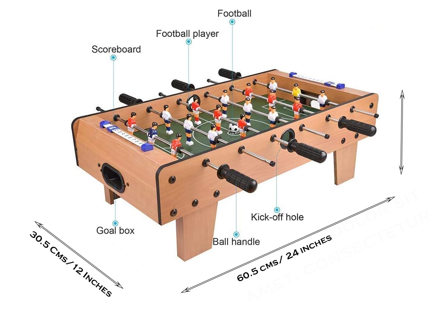 Magicwand® Portable 6 Rod Foosball Soccer Game Table Set for Kids【X-Large】【Pack of 1】【Brown】 - Image 2 thumbnail