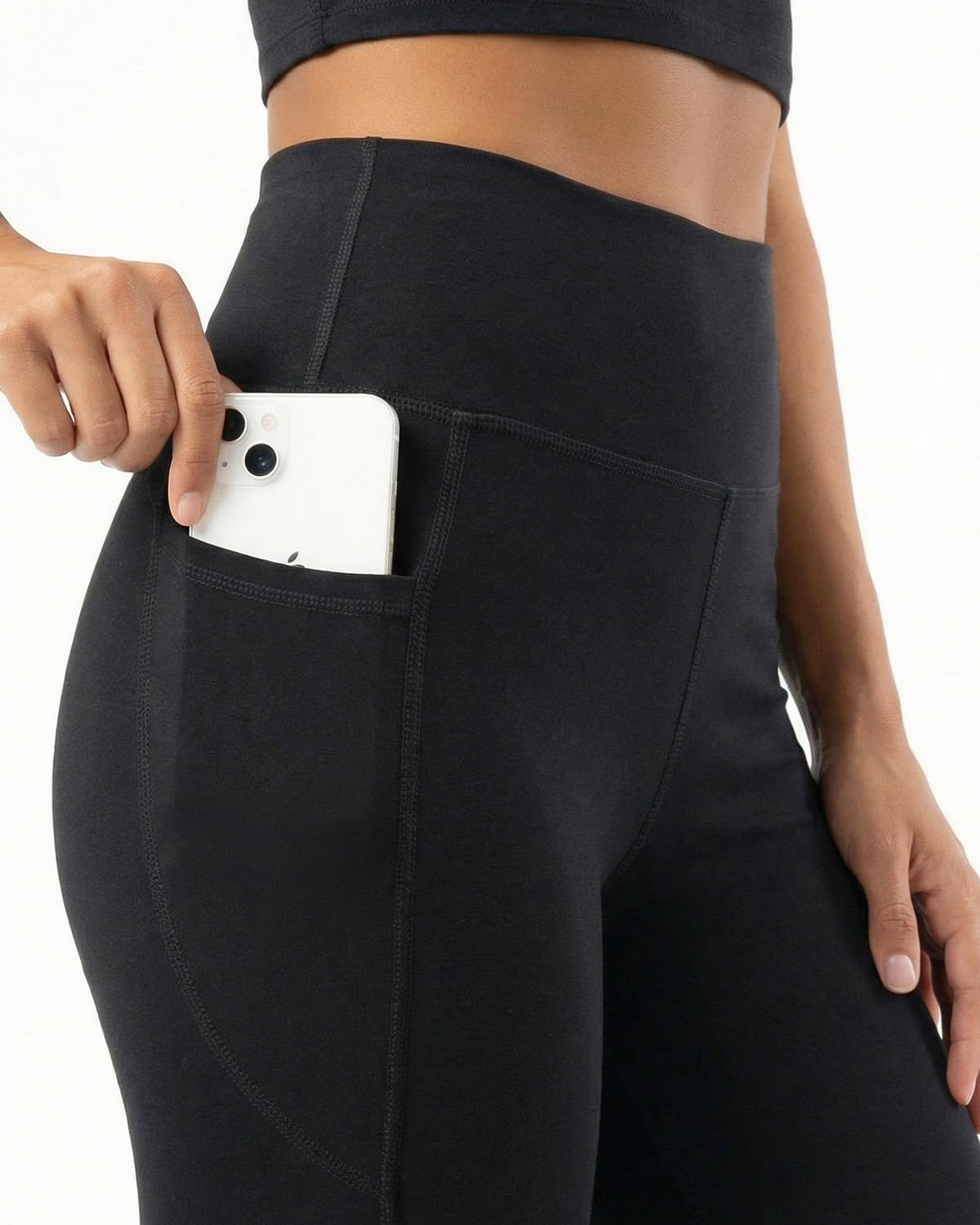 Zylioo Women’s Tall Cotton Flare Leggings with Side Pockets, High Waist Extra Long Full Length Yoga Pants for Tall Women - Image 5