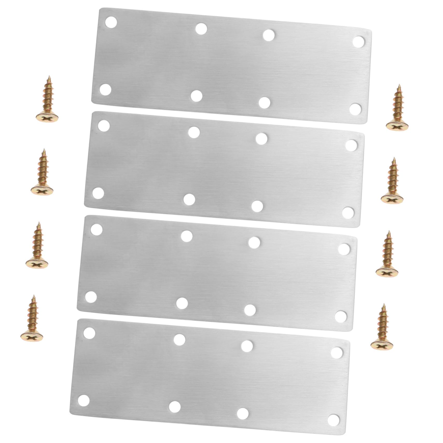 CIYODO Stainless Steel Mending Bracket Plates Flat Metal Connectors 4pcs Straight Brace for Furniture