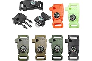 6-Pack Assorted 5/8 Inch Compass Whistle Buckles for Paracord Survival Bracelets