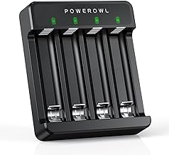 POWEROWL 4 Slots AA AAA Battery Charger, USB Fast Charging, Independent Slot, for Ni-MH Ni-CD Rechargeable Batteries, No Adapter