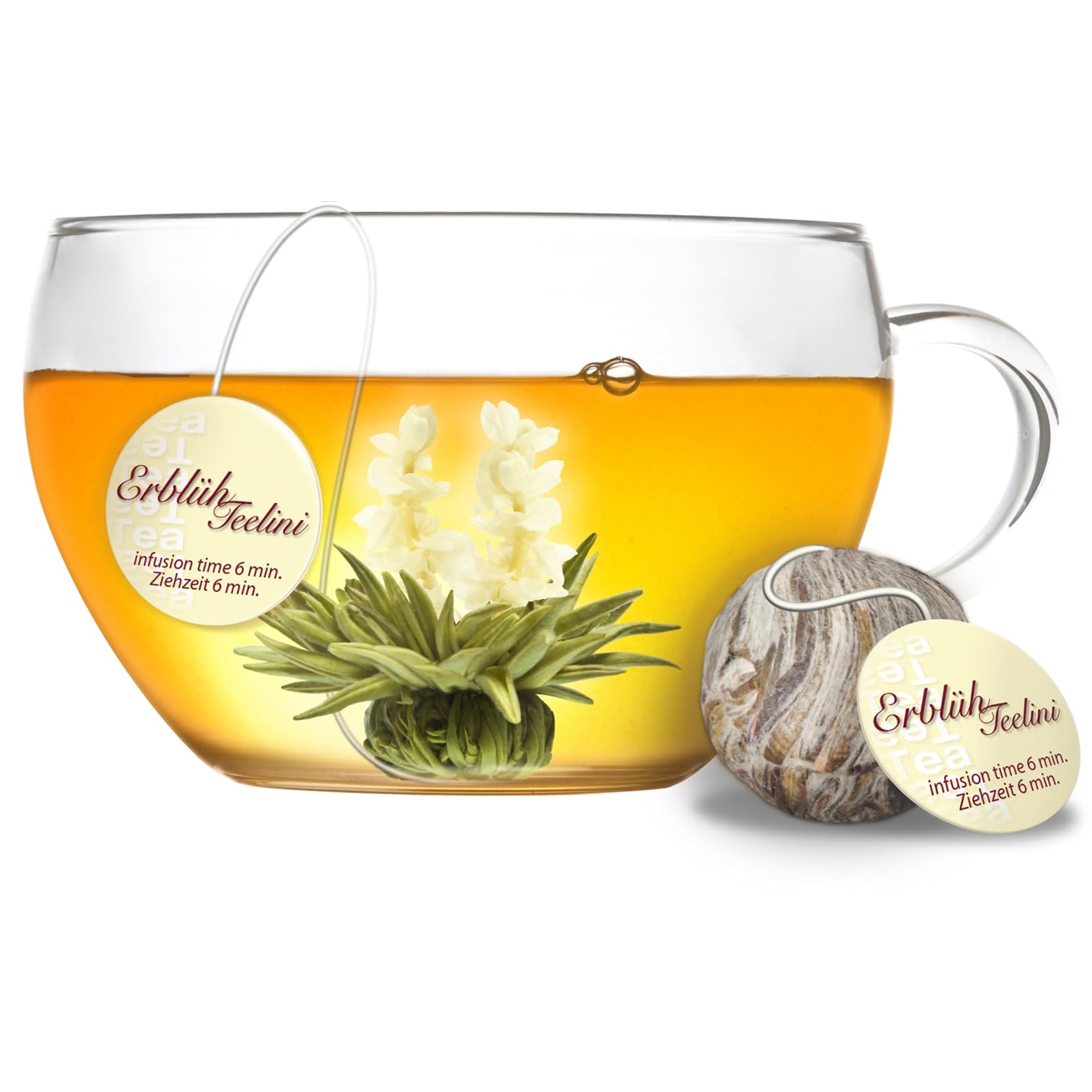 Creano Teelini Flores de Té Blanco y Negro 12 uds Cofre de Madera Sostenible 8 Variedades Regalo Premium Mujer