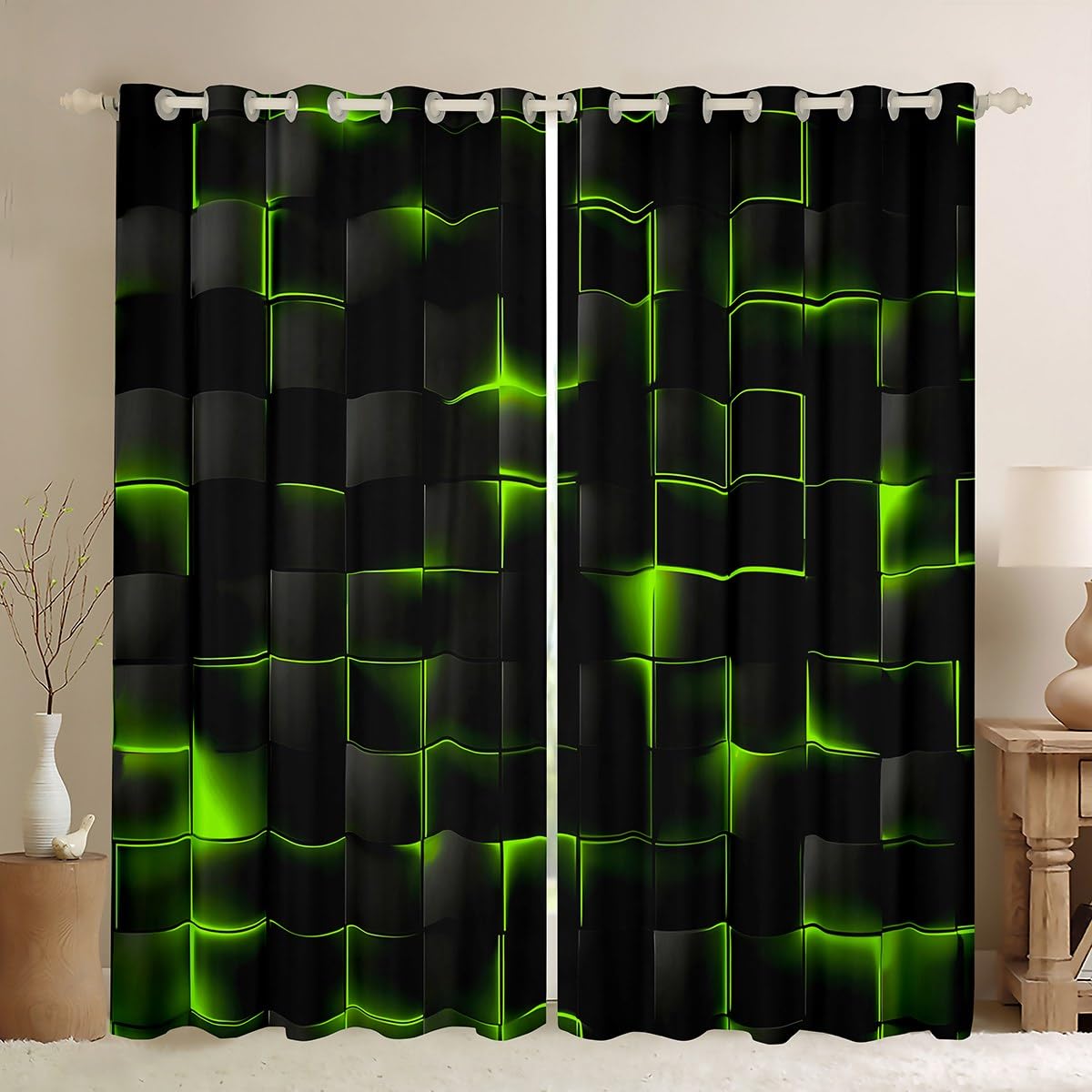 Rideau de fenêtre vert pour chambre d'enfant Homemissing opaque moderne