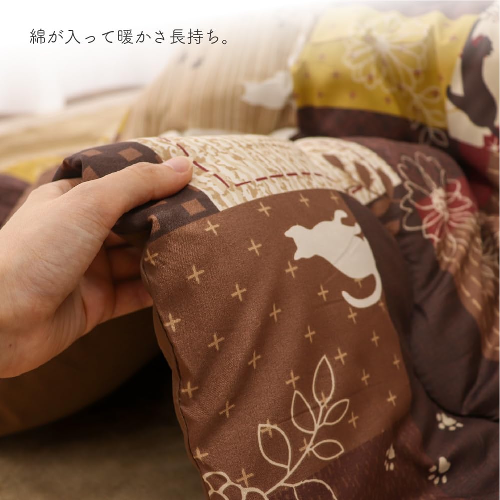 こたつ掛布団 ねこパッチ 185x185 cmブラウン Amazon｜D's collection ふっくらこたつ掛け布団 長方形 185×235cm