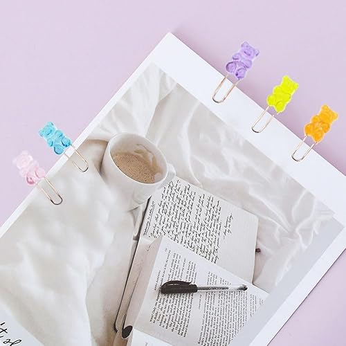 Miniatura 3 de 20 clips de papel de metal, clips de notas de oso arcoíris, clips de archivo de colores caramelo, suministros de papelería, bonitos clips de