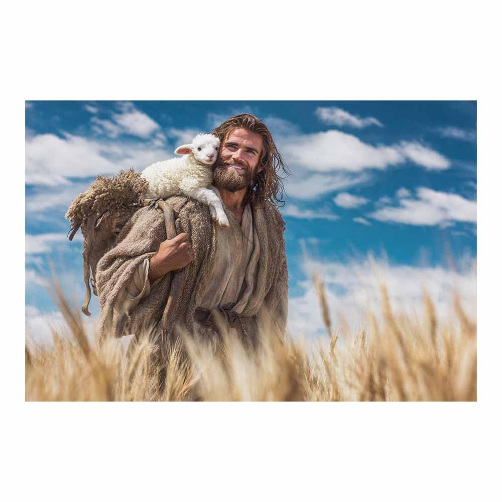 ZAMAEIU Jesus Picture Poster Carrying thes cross Christ Canvas Painting Wall Art Print,for Living Room,bedroom Apartment office corridor Decor(blue0)-30x50cm Unframed