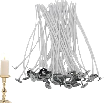 Candle Wick Kit - 50PCS Pre-Waxed Soy Candle Wick | 15cm Long Cotton Wick Core for Candle Making | Durable Wick Core for Scented Candles, Crafts, and Homemade Aromatherapy Candles