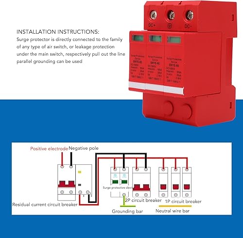 Miniatura 3 de Dispositivo de protección contra sobretensiones DC 1000V 2P3P 3060KA Riel guía Protector de pararrayos de voltaje Módulo de protección electrónica