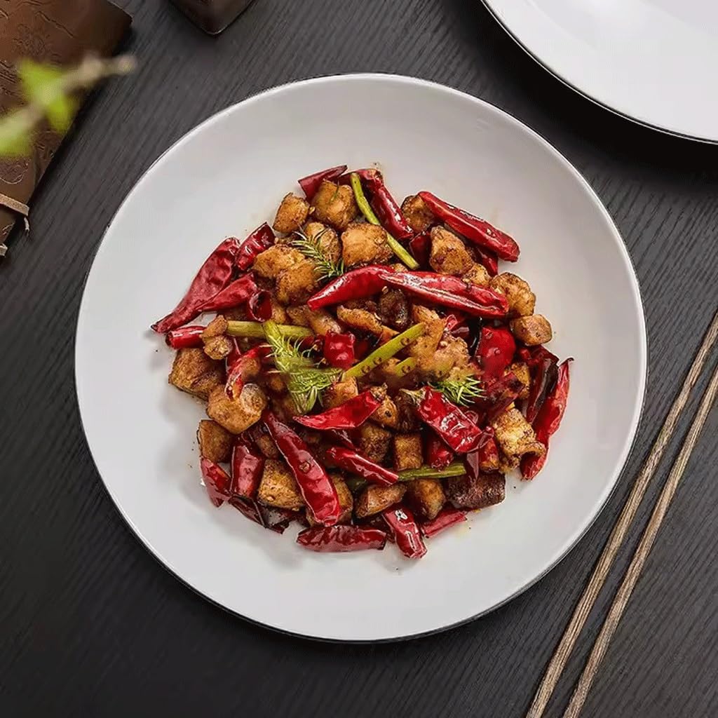 Forniture Per Feste Piatto da pranzo in ceramica bianca con bordo argento Piatto da insalata domestico Piatto da antipasto Piatto da dessert Ristorante Vassoio da portata dell'hotel Piatti Della Festa