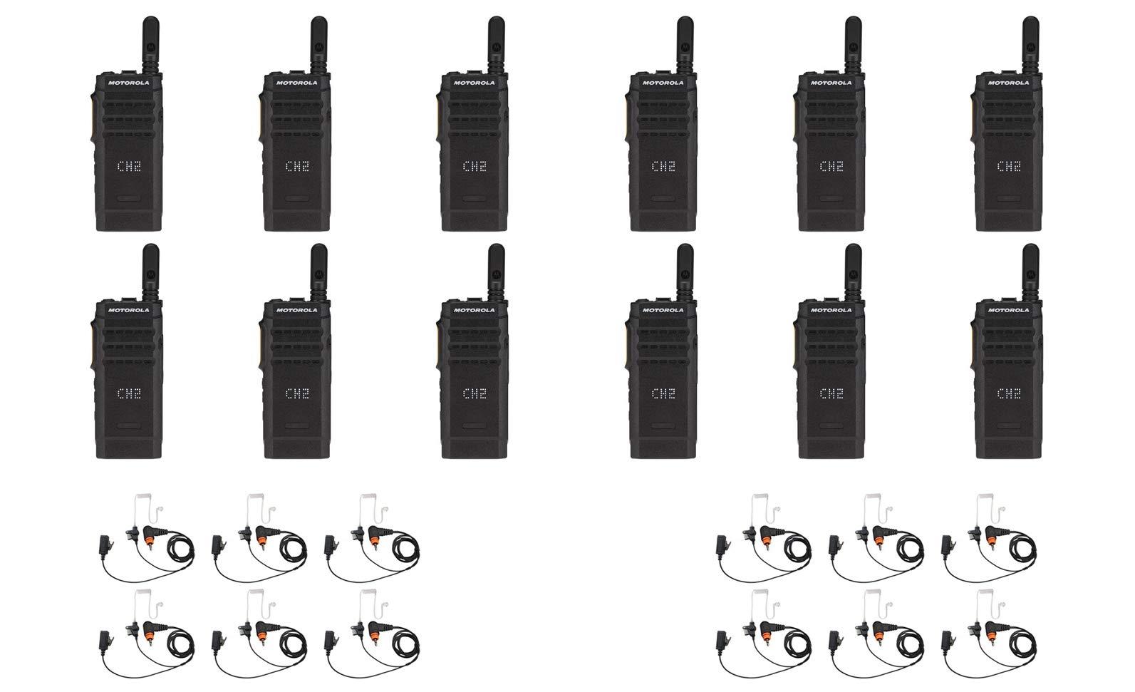 SL300-V-SC-99 VHF 136-174MHz 99 Channel 3 Watt Digital DMR Display Radio with E346 Surveillance Headset 12 Pack