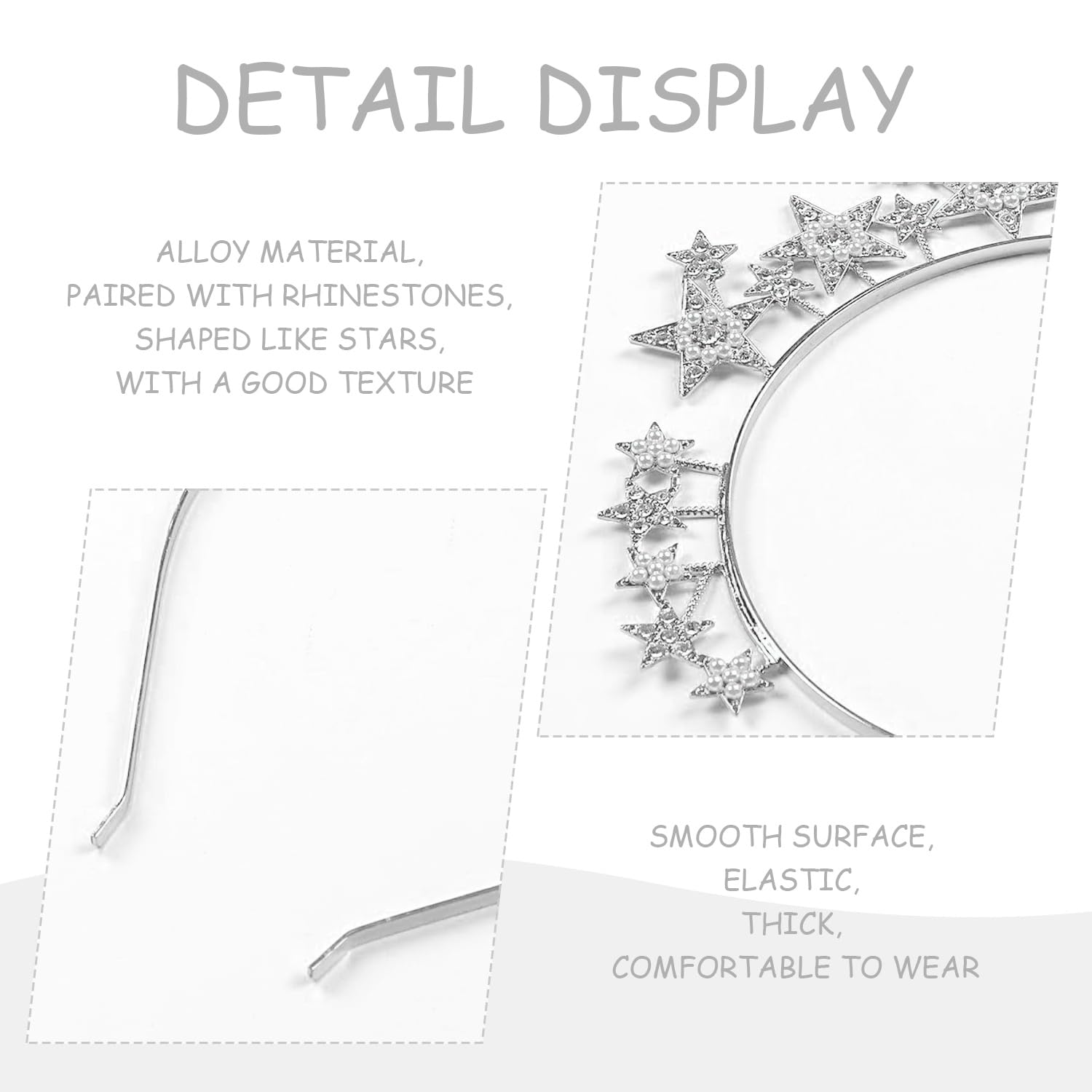 1 See Star Headband, Silver Metal Headband, Cute Hair Accessories for Women Creative Star Headband - Image 3
