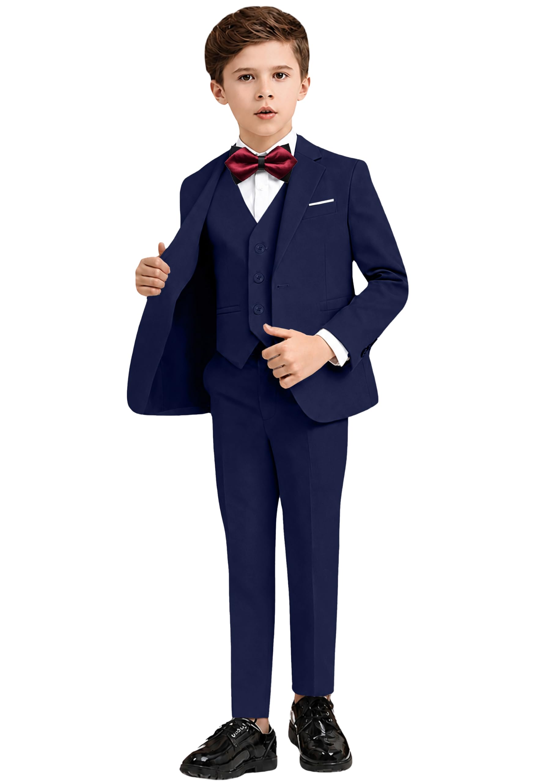 Boy's Formal Suit Set, Slim Fit Suits for Kids, 5 Pieces Boys Tuxedo Set Global Recycled Standard Global Recycled Standard Global Recycled Standard