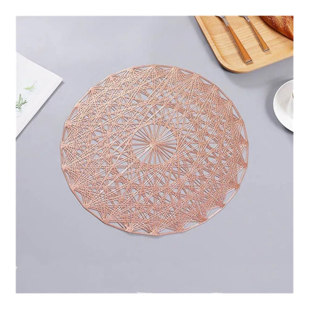 Table Place Mats Heat Resistant, PVC Placemat For Dining Table, Multicolor, 38cm(Rose Gold)