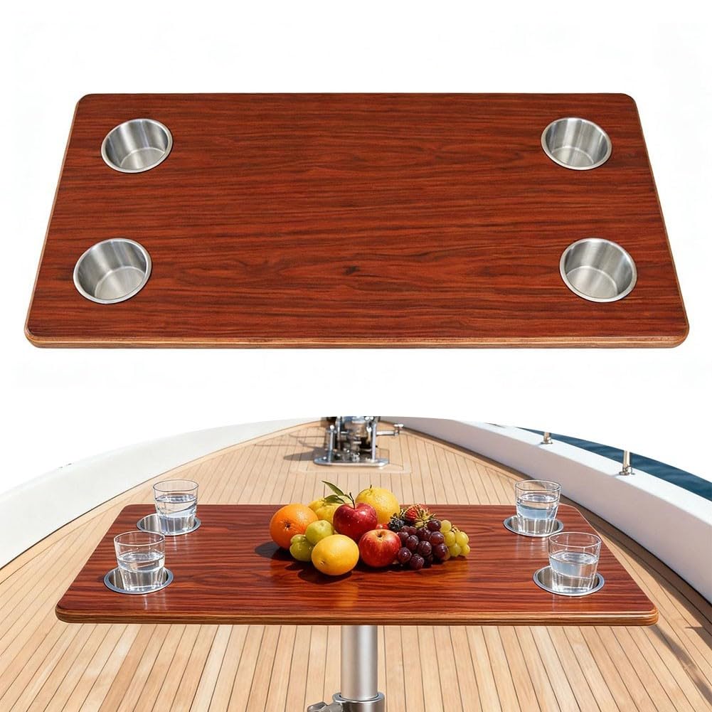 Tavolo da barca in legno massiccio 800 x 400 mm, liscio, per yacht, pontone, camper, rimorchio, con bordi arrotondati di sicurezza