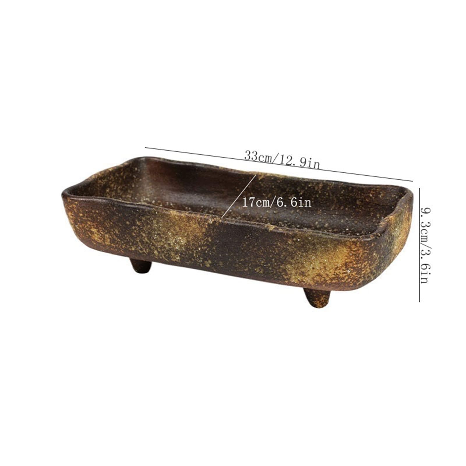 Bandeja decorativa rectangular retro de cerámica para arreglos florales