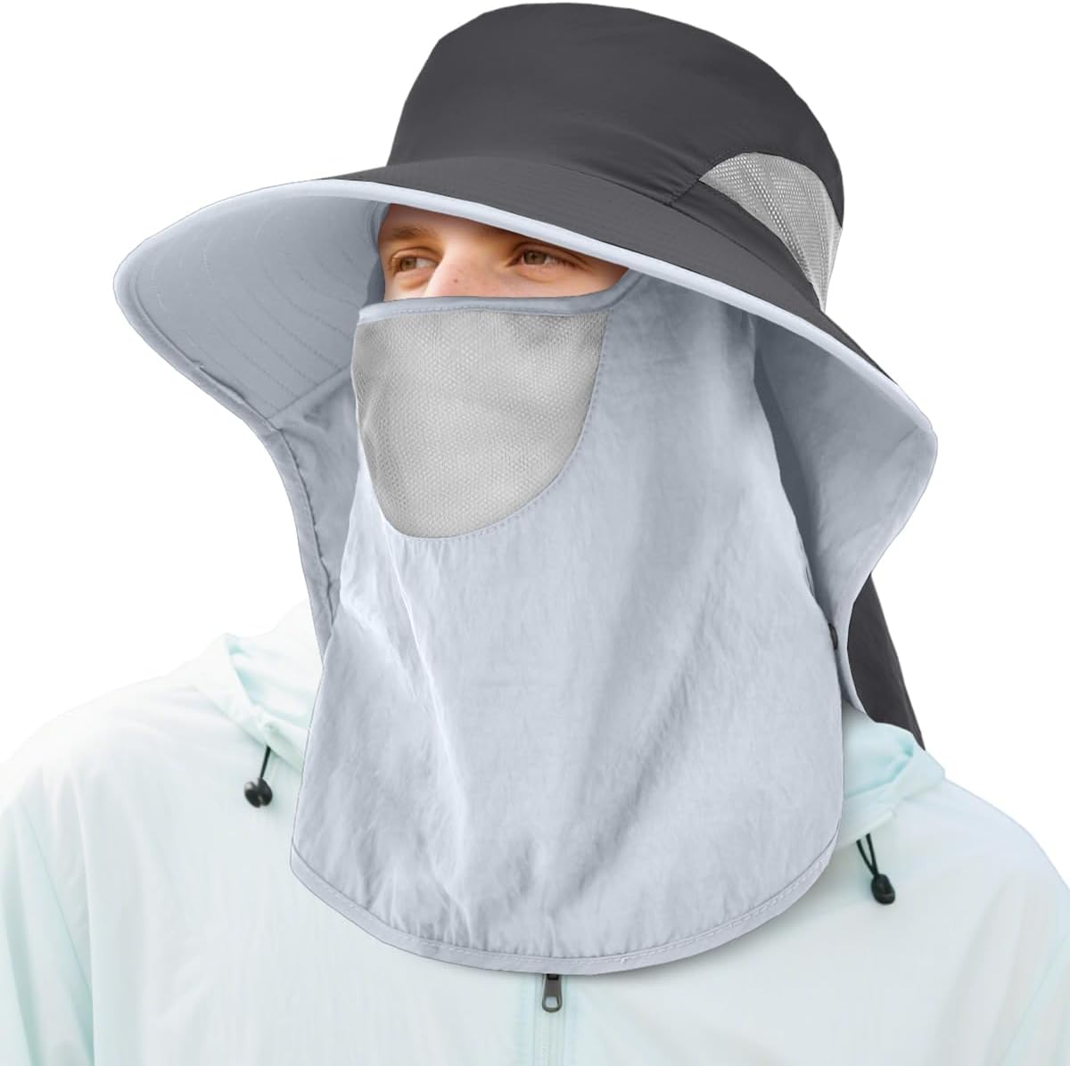 UPF 50+ Fishing Sun Hat with Wide Brim and Removable Neck Flap