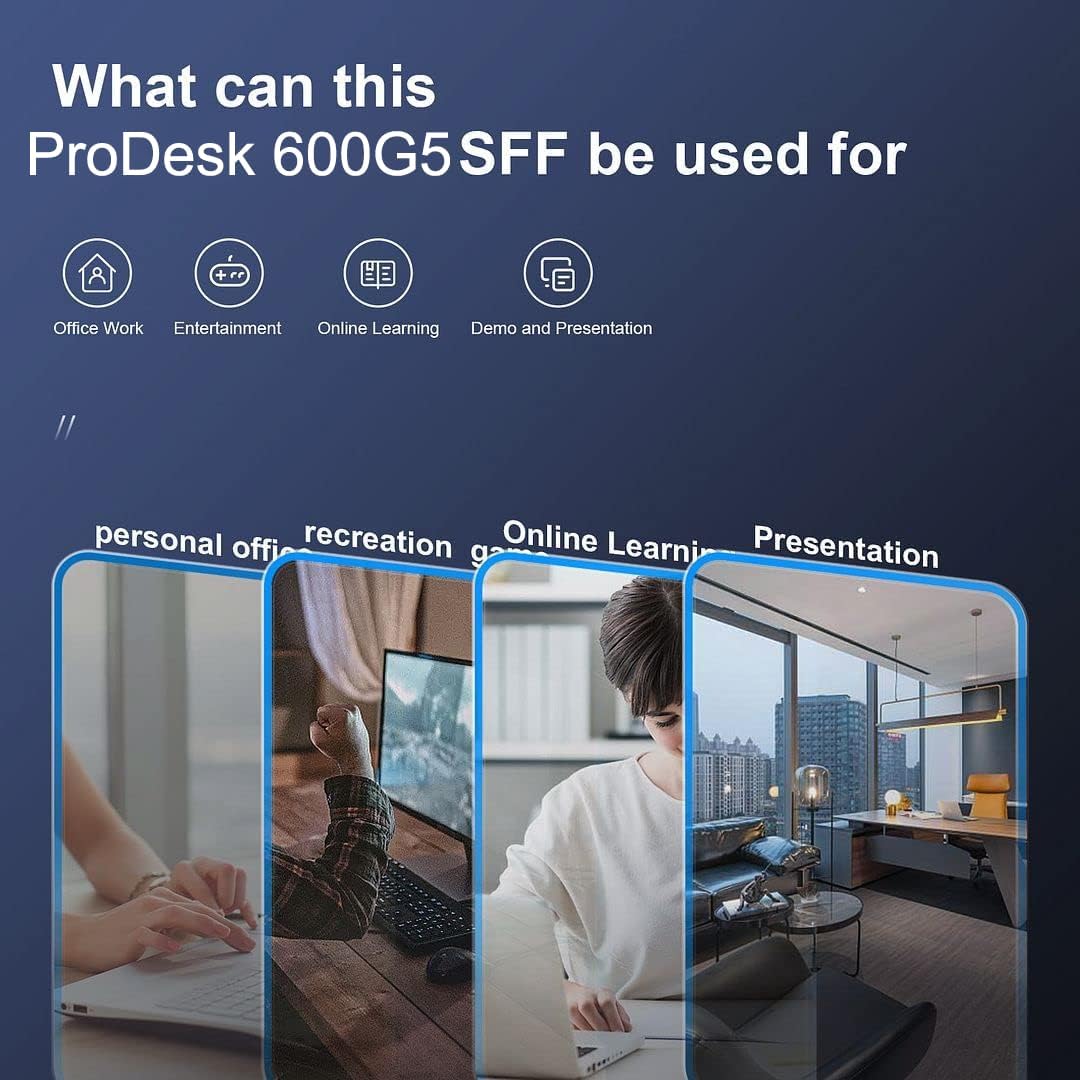 HP ProDesk 600 G5 SFF Ordinateur de Bureau, Intel Core i5-9500T, 16 Go de RAM, SSD de 256 Go, Clavier Américain (QWERTY), WiFi, Bluetooth, Windows 11 Pro (Reconditionné)