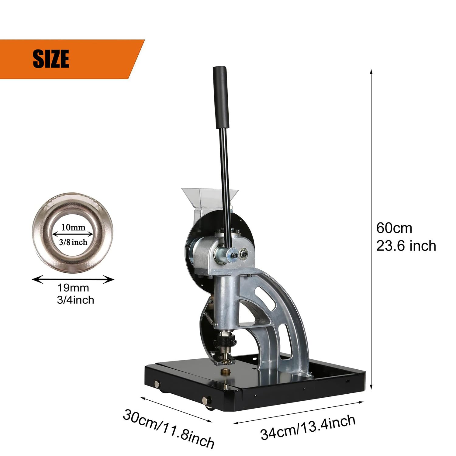 Máquina de ojales, prensa manual semiautomática con ruedas móviles, herramienta de perforación y ajuste de ojales para carteles, carteles, pancartas (compatible con 6/10/12 mm)