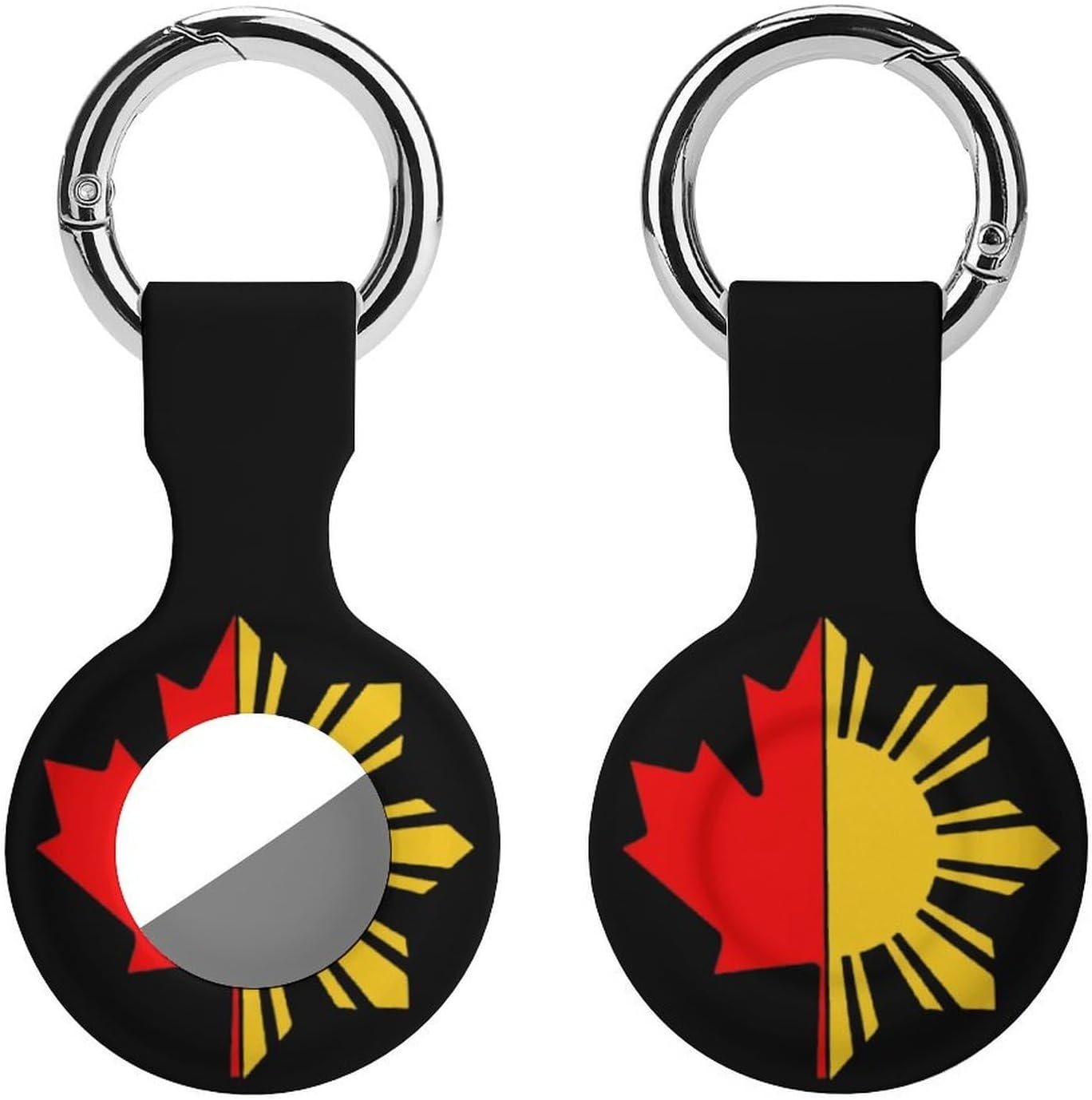Filipino Canadian Flag Funny Cover Compatible with AirTag Case Protector GPS Tracker Holder with Keychain