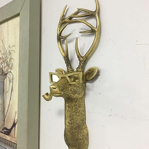 Miniatura 2 de Decoración para el hogar Decoración de pared de cabeza de ciervo de resina bronceada impermeable, escultura colgante protector solar cabeza animal