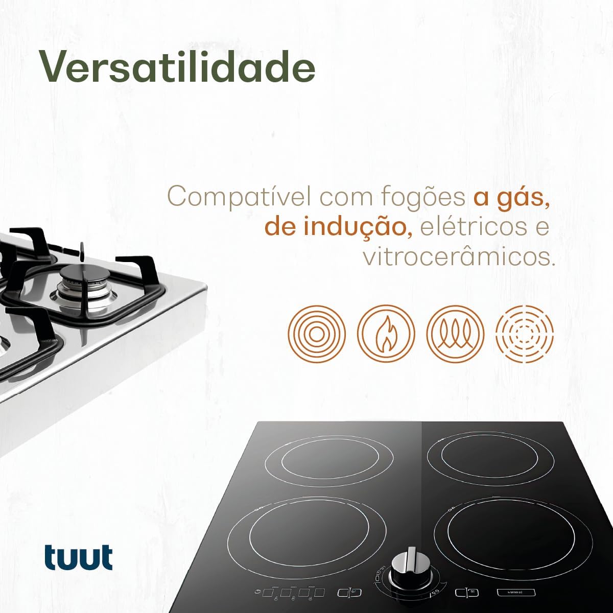 Jogo de Panelas de Alumínio Revestimento Cerâmico com Antiaderente Ecoglide Tuut Vanilla 5 peças