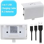 PowerTrust NI-MH Batterie rechargeable pour Xbox One/Xbox One S Controller avec Micro USB Câble (2Pack,Blanc)