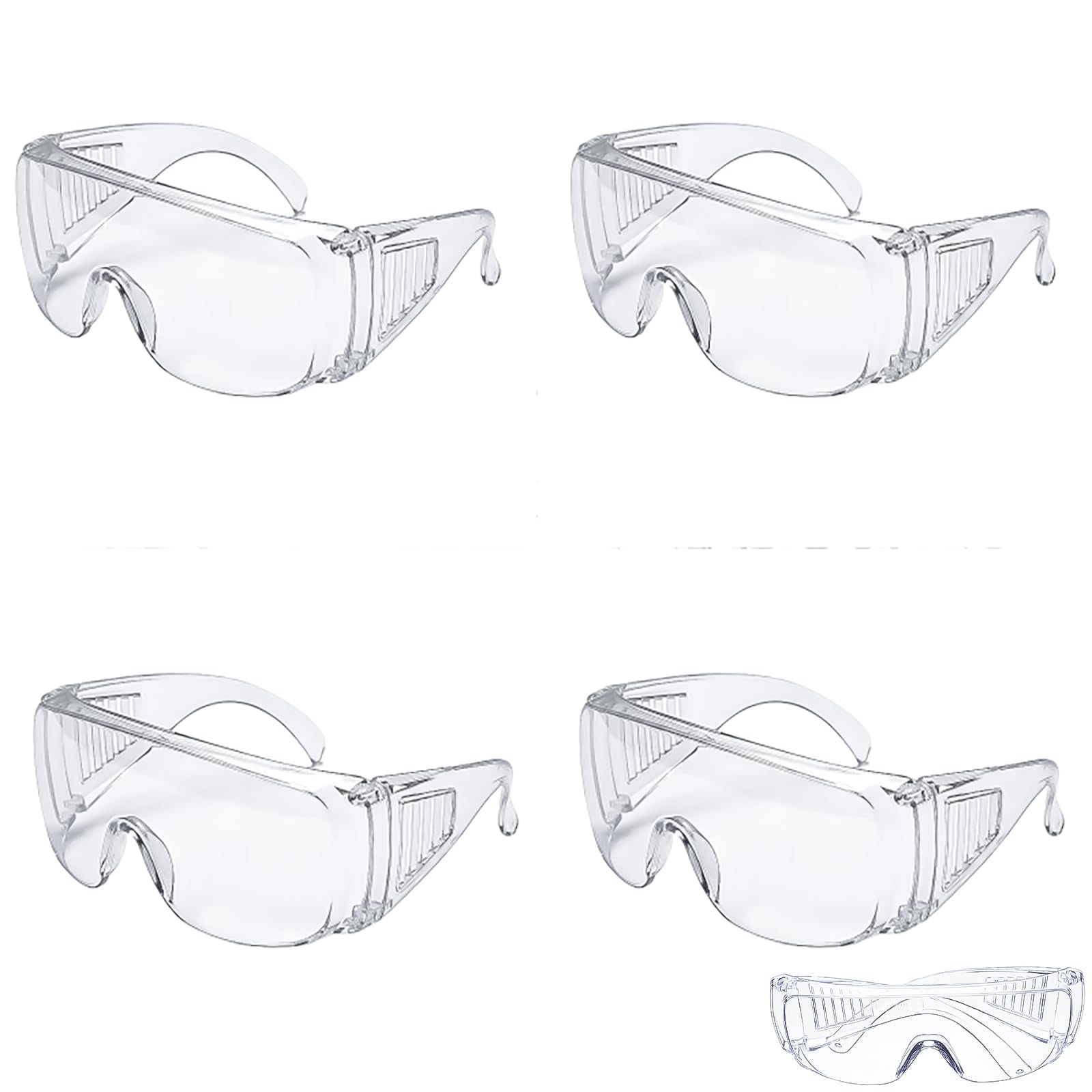 DAQUN 4 Pcs Protective Glasses, Lab Goggles for Science Projects, Paint Goggles for DIY Woodworking, Protection Eyewear, Clear Lens