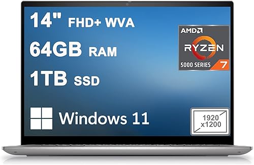 Dell Inspiron 14 5000 5425 - Laptop de negocios de 14 pulgadas FHD+ pantalla Comfortview antirreflejos AMD 8 núcleos Ryzen 7 5825U (i7-1255U) 64GB