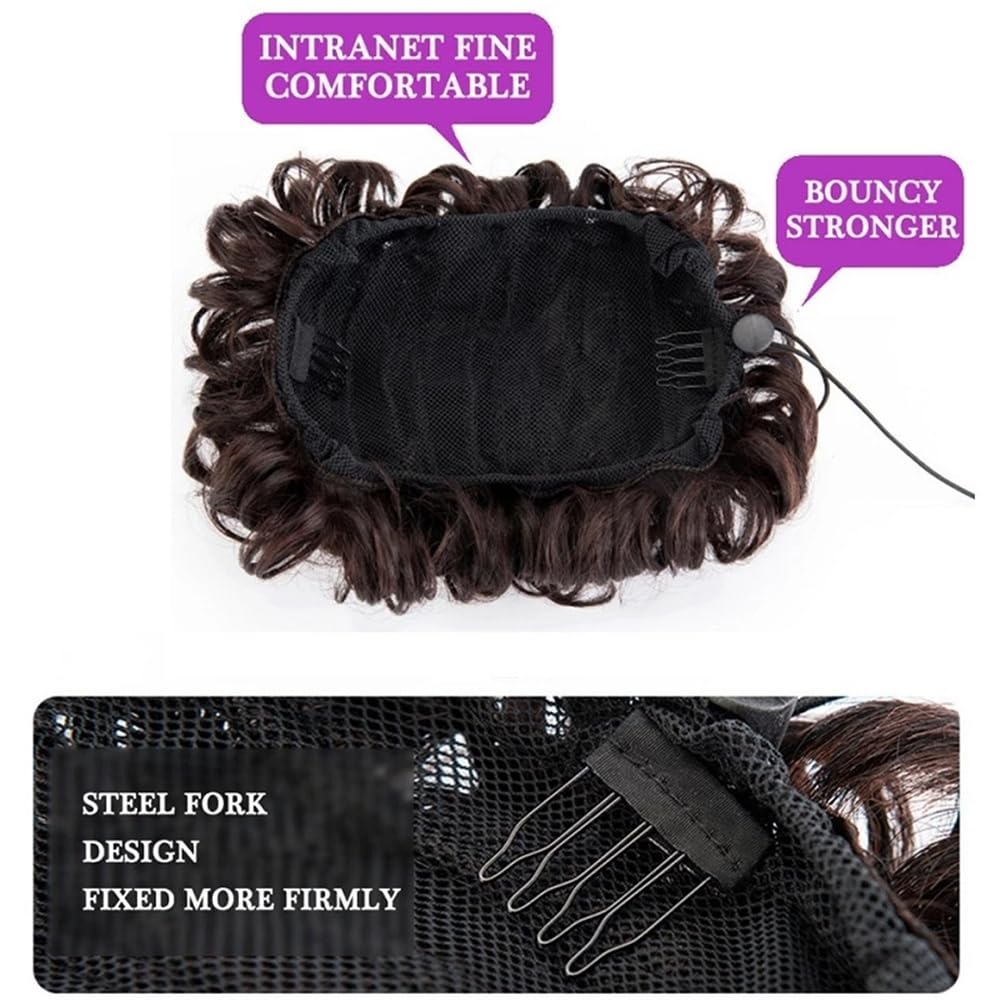 Chignon sintetico riccio con coulisse, chignon scrunchie con clip, chignon soffice e spettinato(2M33)